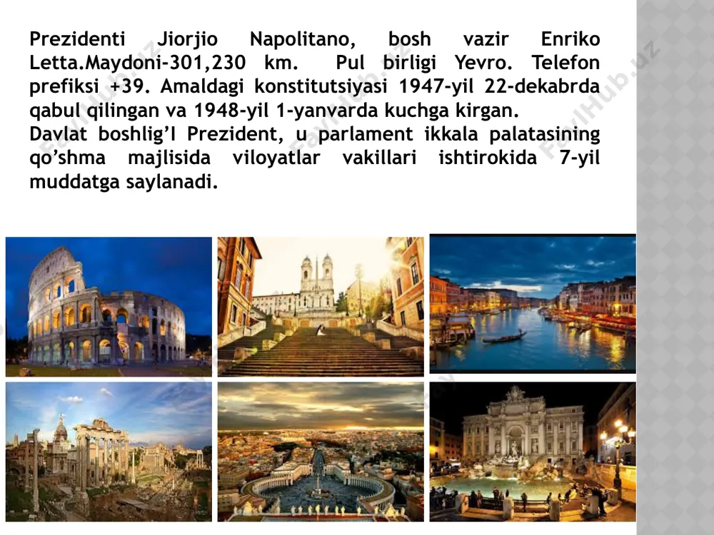 lgisi. yig’ishtirishda yordam berishini so’rashi kerak, uy bekasi esa xushmuomalik bilan rad qiladi. pishloq, zaytun, cipsi va shunga o’xshagan gazaklarni sanchqi bilan yeyiladi. agarda do’stlar davrasida bo’lsalar qo’l bilan tanavvul qilishlari ham mumkin. vino ichimligini italyanlar xush ko’rishadi. kichik porsiyada ichiladi.qizil vinoni asosan go’sht, pasta, sho’rva, rizotto bilan tanavvul qilinsa, oq vino baliq,yengil gazaglar, desert va mevalar bilan ichiladi. biznes va taom: xech kim uchun sir emas italyanlar taom sevar xalq hisoblanishadi. eng muhim biznes shartnomalar va bitimlar ovqatlanish vaqtida amalga oshiriladi. eng maqul ovqatlanish vaqti tushlik vaqti hisoblanadi. tushlik hamkorlar bilan eng maqul yo’ldir. maxalliy taomlarini xush ko’rishadi. italyanlarda bir maqol bor > italyanyan milliy taomlari va vinolari bilan mashxurdirlar va faxrli tomonlari xam shu. taom va vinolar xaqida so’z boshlasangiz albatta til topishib bilasiz. hamkorlarining vaqtlari tig‘iz bo’lganda xech qahvaxonada qahva ichib kelishuvni amalga oshirishadi. aniqlilik qaysi kasb egasi bo’lmasin, qaysi mamlakatda istixomat qilmasin xar bir shaxsning birinchi …