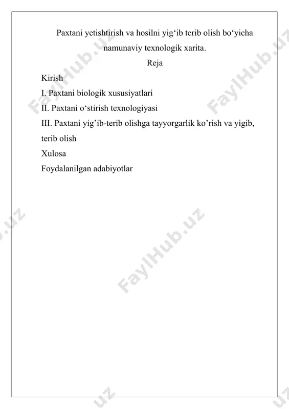 noatlar keng foydalanadi. toladan parashyutlar, baquvvat iplar, kirza, shlanglar, qayish, kino – rasm plyonkalari, yozuv qog‘ozlari kabi ko‘plab mahsulotlar tayyorlanadi. chigitdan presslash va ekstraksiya qilish yo‘li bilan paxta moyi olinadi. moyi esa oziq-ovqat va texnik maqsadlarda ishlatiladi. undan sovun pishirishda, alif, lak, emal va boshqa xil buyumlar ishlab chiqarishda foydalaniladi. chigit tarkibida gossipol pigmenti (zaharli organik birikma) bo‘lib, moy olish jarayonida ajratib olinadi va undan ham har xil sintetik moddalar ishlab chiqariladi. moy ishlab chiqarishdagi qoldiq gudron ham foydalinish uchun xalq xo‘jalik tarmoqlariga yuboriladi. momiq paxta kiyim–kechak, ko‘rpa–yostiqdan tashqari, sun’iy ipak, plastmassa, lak, qog‘oz, portlovchi moddalar tayyorlashga saflanadi. chigit po‘sti (sheluxa) dan va shrotidan chorva uchun oziqa bo‘lishdan tashqari, sanoatda potash, oshlovchi moddalar, spirt, qog‘oz, karton va boshqa ko‘plab mahsulotlar olinmoqda. hatto g‘o‘za shrotidan fitin va oziq-ovqat oqsili ajratiladi. g‘o‘za tupidan 100 dan ko‘proq birikmalar olinishi mumkin. bargidan 20 xil organik kislotalar, jumladan qimmatli olma va limon kislotalar olinadi. shuningdek …