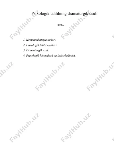 psixologik tahlilning dramaturgik usuli — DOC