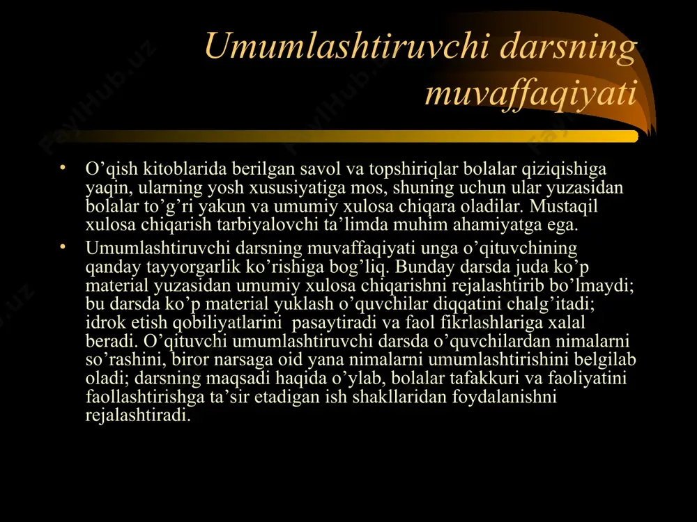 o’qishdan umumlashtiruvchi darslarni tashkil etish - Page 5