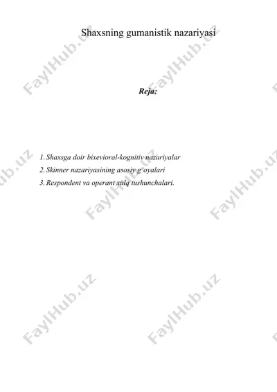 shaxsning gumanistik nazariyasi — DOCX