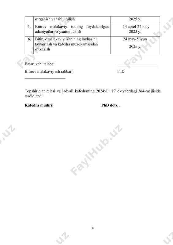 navye–stoks tenglamalari va laminar oqimda qo‘llanilishi 2.1. laminar oqim va laminar holatdagi soddalashtirishlar………………27-34 2.2. suyuqliklarning laminar oqimi masalalari va ularning tahlillari…..…35-37 2.3. laminar tartibda harakat qilayotgan suyuqlikning xususiyatlari...…...38-44 xulosa…………………………………………………………………...…….45-46 foydalanilgan adabiyotlar……………………………………………...…....47-48 kirish mavzuning dolzarbligi: insoniyat hayoti va texnologiyalar rivojlanishi doirasida suyuqliklar harakati ustida olib borilgan tadqiqotlar doimo markaziy o‘rinda bo‘lib kelgan. suyuqliklar mexanikasi - suyuqliklar harakatining qonuniyatlarini o‘rganadigan fan sohasi bo‘lib, texnika, tibbiyot, biologiya, kimyo va boshqa ko‘plab yo‘nalishlarda asosiy nazariy poydevor hisoblanadi. suyuqliklarning harakat turi ko‘plab fizik va texnologik jarayonlarga bevosita ta’sir qiladi. bu harakat ikki asosiy turga - laminar va turbulent oqimlarga ajratiladi. aynan laminar harakat, ya’ni suyuqlik zarrachalarining tartibli va qatlamli harakatlanish holati, bugungi ilmiy-amaliy tadqiqotlarning muhim ob’ekti bo‘lib bormoqda. laminar harakat — bu zarrachalarning bir tekis, yo‘nalgan, o‘zaro aralashmaydigan qatlamlar ko‘rinishida oqishidir. bunday oqim qovushoqligi yuqori va oqish tezligi past bo‘lgan muhitlarda yuzaga keladi. dastlab, suyuqliklar harakatining nazariy jihatlari xviii-xix asrlarda e’tiborga olingan bo‘lib, l. eyler …