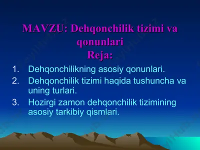 dehqonchilik tizimi va qonunlari — PPT