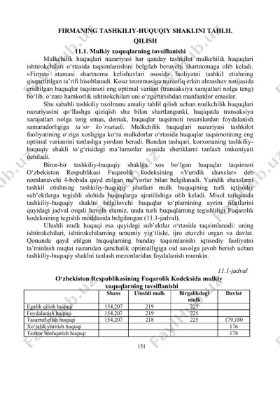mulkchilik huquqlarining tavsifi — DOCX