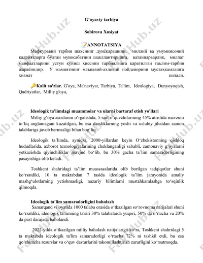 gʻoyaviy tarbiya — DOCX