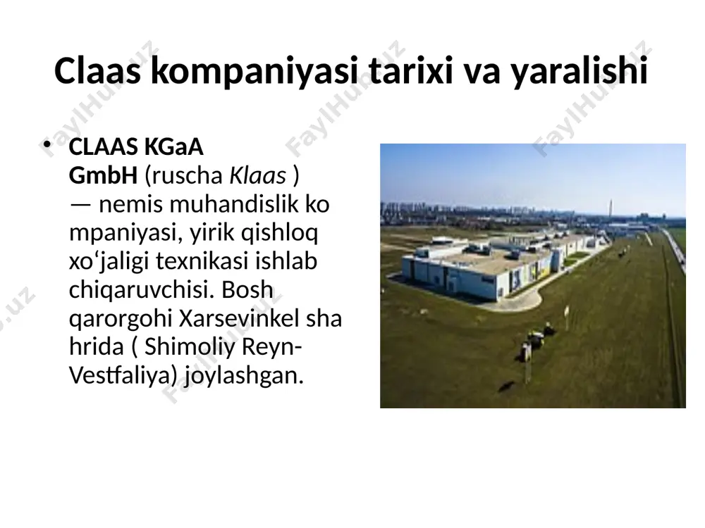 ish kombaynlari, axion va xerion traktorlari) 63% oshdi. shu bilan birga, kompaniyaning asosiy mahsulotlari — tucano kombaynlari ishlab chiqarish hajmi 43% ga oshdi. kelgusi ishlab chiqarish yilida g‘alla o‘rish kombaynlari ishlab chiqarishni yanada 34% ga oshirish rejalashtirilgan, bunga ichki va tashqi bozorlarda kuchli talab sabab boʻldi. eksport oʻtgan davr mobaynida zavodda ishlab chiqarilgan tayyor mahsulotlarni tashqi bozorlarga yetkazib berish 40% oshdi. natijada eksport hajmi qariyb 20% ga yetdi. 2022-yilda yevropa davlatlaridan tashqari turkiya va yaponiya eksport qilinadigan davlatlar qatoriga kiradi va xitoyga 15 dona tucano 570 kombaynining sinov yetkazib berilishi ham rejalashtirilgan. oʻtgan yili boshlangan tucano 320 eksporti keyingi moliyaviy davrda, 2022–2023-yillarda rekord darajaga yetadi va kamida 10–12% ni tashkil qiladi. claas kompaniyasini dunyo bozoridagi o’rni "uz claas agro" mchj korxonasi haqidao‘zbekiston respublikasida qishloq xo‘jaligi texnikasini ishlab chiqarishni modernizatsiya va texnologik yangilash orqali yanada barqaror rivojlantirishni ta’minlash maqsadida 2010-yilda o‘zbekiston respublikasi prezidentining 19-martdagi qarori bilan “uz claas agro” mchj korxonasi …