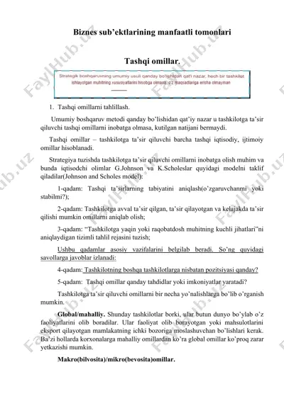 tashqi omillarni tahlillash — DOCX