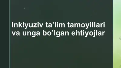 inklyuziv ta’lim tamoyillari va unga bo’lgan ehtiyojlar — PPTX