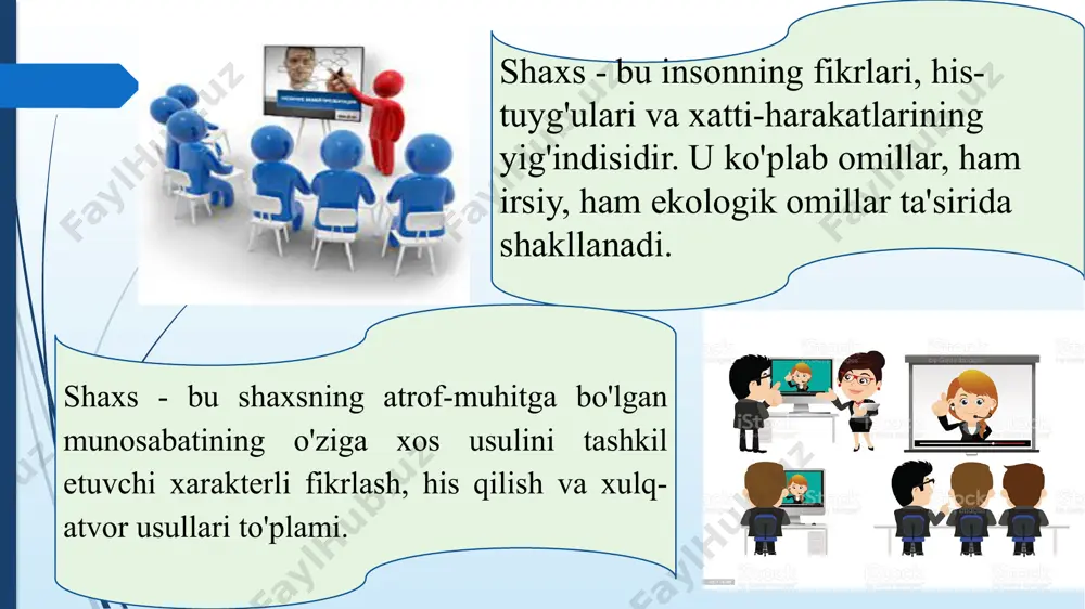 g'ularini xafa qilishi mumkin koordinator (rais) barcha variantlarni ko'radi, to'g'ri baholaydi haydovchilik va boshqalarni ilhomlantirish qobiliyatining etishmasligi, haddan tashqari tanqidiy yetuk, ishonchli, yaxshi rais tinglaydi, quradi, ishqalanishni oldini oladi, suvni tinchlantiradi inqirozli vaziyatlarda qat'iyatsiz, osongina ta'sirlanadi pudratchi (kompaniya xodimi) fikrlarni harakatga aylantiradi bir oz moslashuvchan emas, yangi imkoniyatlarga sekin javob beradi intizomli, ishonchli, konservativ va samarali xato va kamchiliklarni aniqlaydi, o‘z vaqtida yetkazib beradi haddan tashqari tashvishli, vakillik qilishni istamaydi, sinchkov bo'lishi mumkin tugatuvchi mashaqqatli, vijdonli, tashvishli mutaxassis maqsadli, mustaqil, kamdan-kam hollarda bilim va ko'nikmalar beradi faqat tor qismni o'z ichiga oladi, texnik tafsilotlarga to'xtaladi, "katta rasm" ni hisobga olmaydi takman guruhining rivojlanish bosqichlari takman (1965) guruh rivojlanishining to'rt bosqichini aniqladi. 1-qadam shakllantirish jamoa endigina yig'ilmoqda. har bir a'zo guruhni o'ziga xosligi bilan hayratda qoldirmoqchi. odamlar bir-birlari haqida, shuningdek, jamoaning maqsadlari va normalari haqida bilishga harakat qilishadi. ushbu bosqichda, ehtimol, yangi g'oyalarni joriy etish bilan bog'liq xavotirlar mavjud. ko'zlangan maqsadlar …
