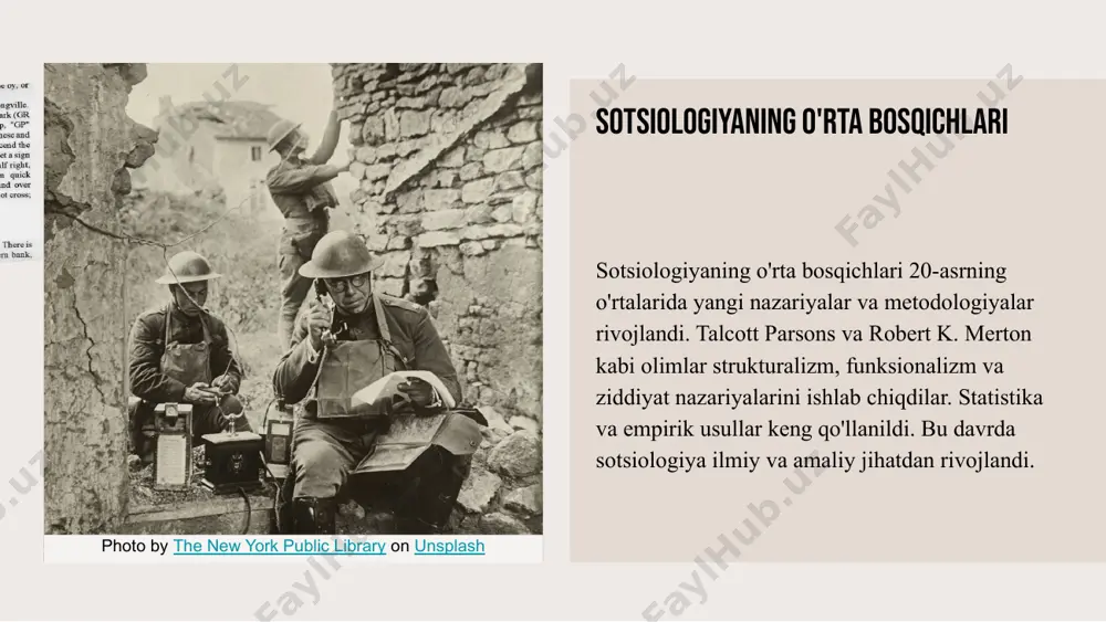 a o‘zgarishlar zamonaviy sotsiologiyada, angliya va o‘zbekiston muammolarni turlicha yondashadi. angliyada ekologiya, migratsiya, texnologik muammolar muhim, o‘zbekistonda esa, ijtimoiy barqarorlik, milliy identitet va iqtisodiy rivojlanish asosiy. photo by birmingham museums trust on unsplash photo by ahmed on unsplash sotsiologik metodlar va yondashuvlar kvalitativ metodlar sifatli ma'lumotlarni o'rganadi: intervyular, etnografiya, va holat tahlili. ular sub'ektiv fikrlarni va chuqur tushunchalarni aniqlashda yordam beradi. kvantitativ metodlar esa raqamlar va statistik tahlilga asoslangan, so'rovnomalar va statistik texnikalarni qo'llaydi. kvalitativ va kvantitativ metodlar o'rtasidagi asosiy farq ularning ma'lumot tiplari va qo'llash sohalarida. kvalitativ yondashuv chuqur tushuncha va sub'ektiv tajribalarni o'rganadi, kvantitativ esa keng miqyosli statistika va aniq o'lchovlarga asoslanadi. ularning birgalikda qo'llanilishi, tadqiqot natijalarini boyitadi. ijtimoiy muammolar va sotsiologiya angliya va o'zbekistondagi ijtimoiy muammolar, ularning iqtisodiy, madaniy va siyosiy o'zgarishlar bilan bog'liqligi sotsiologiyaviy tahlilni talab etadi. urbanizatsiya, ta'lim va sog'liqni saqlash kabi o'zgarishlar ijtimoiy muammolarni keltirib chiqaradi va ularni hal qilishda sotsiologlar muhim rol o'ynaydi. …