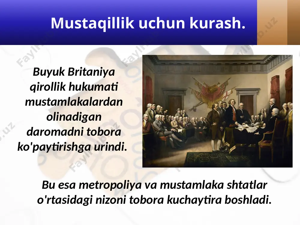 amerika qo'shma shtatlarining tashkil topishi. 8- sinf - Page 4