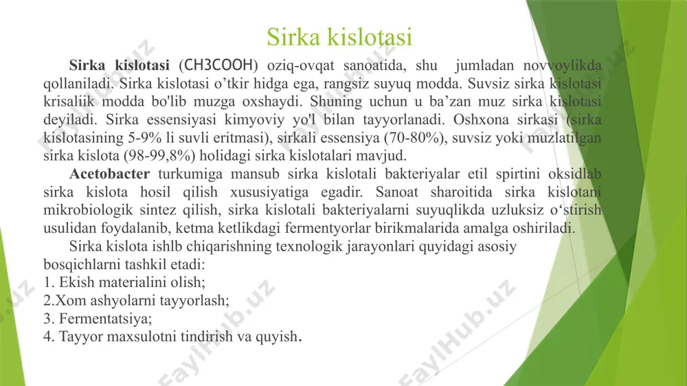 isteʼmol organik kislotalari ishlab chiqarish biotexnologiyasi - Page 4