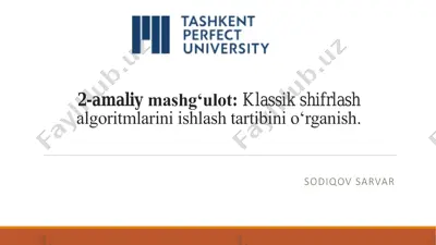 o‘rin almashtirish shifrlash algoritmi — PDF