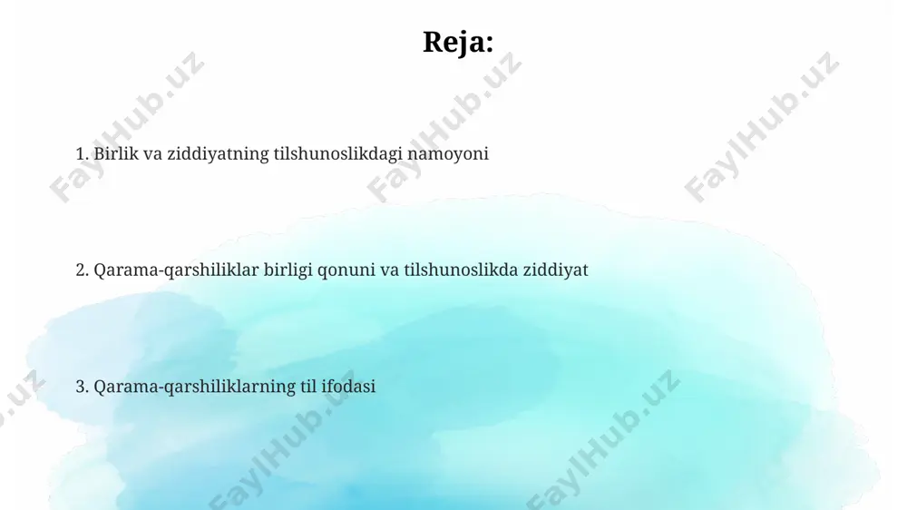 o bog'liqligi va bir-biriga ta'sirini ko'rsatadi. qarama-qarshiliklar birligi qonuni nima? qarama-qarshiliklarning birligi qonuni, tizimning barqarorligini va dinamik rivojlanishini tushunish uchun muhim bo'lgan 5 ta asosiy elementni o'z ichiga oladi: birlik, kurash, o'tish, rivojlanish va inqiroz. qarama-qarshiliklar birligi qonuni dialektika asoslaridan biri bo'lib, 2 ta qarama-qarshi tomonning o'zaro bog'liqligi va bir-birini shartli ravishda tug'dirishi, 3 bosqichda rivojlanishini aks ettiradi. ushbu qonun, 1 va 0 kabi ikkilik tizimlar orqali ham ifodalanadi, bu yerda birlik ikkinchisiz mavjud bo'lolmaydi va ularning o'zaro ta'siri yangi sifat hosil qiladi. masalan, kunduz va tun. zamonaviy tilshunoslikda qarama-qarshiliklar zamonaviy tilshunoslikda 3 ga yaqin asosiy qarama-qarshilik turlari aniqlangan: sintaktik, semantik va pragmatik qarama-qarshiliklar, ularning har biri o'ziga xos xususiyatlarga ega. so'z birikmalarida yoki gaplarda paydo bo'ladigan semantik qarama-qarshiliklar tahlili nutqning mantiqiyligi va izchilligini baholashda muhim rol o'ynaydi, masalan, 10 dan ortiq xatoliklar aniqlanishi mumkin. tilshunoslikda antonimlar (qarama-qarshi ma'nolarga ega so'zlar) o'rganilganda, gradasiya va komplementarlik kabi 2 ta asosiy munosabat …
