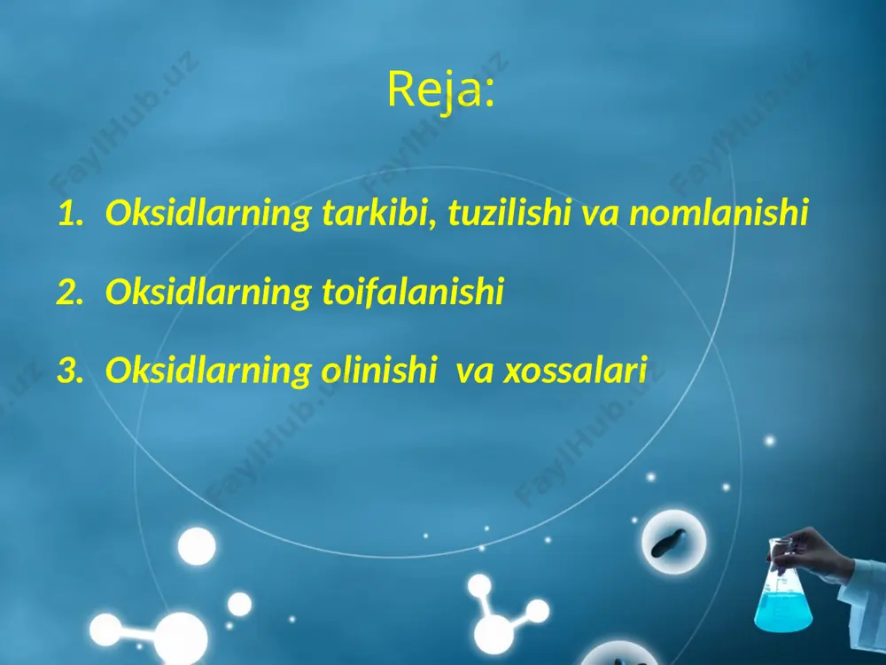 . tabiatda keng tarqalgan ohaktosh kuydirib olinadi. oltingugurt (vi)-oksid – so3. oltingugurtning bu oksidi sulfat angidrid deb ham ataladi. oltingugurt u temir kolchedanini kuydirishda hosil bo‘ladigan sulfit angidridni (oltingugurt (iv)-oksid – so2) oksidlab olinadi. asosan sulfat kislota ishlab chiqarish uchun ishlatiladi. sulfat kislota esa ko‘plab boshqa moddalar, dorivor preparatlar olishda asosiy xomashyolardan hisoblanadi, individual tarzda avtomobillar akkumulator batareyalarida ishlatiladi. sulfat kislota azot (iv)-oksid – no2. bu oksid tabiatda uchramaydi. asosan sintetik yo‘l bilan olinadi va nitrat kislota ishlab chiqarish uchun sarflanadi. suyuq azot azot image2.jpeg image3.png image4.png image5.jpeg image6.jpeg image7.jpeg image8.jpeg image9.jpeg image10.png image11.png image12.jpeg image13.jpeg image14.jpeg image15.jpeg image16.png image17.jpeg image18.jpeg image19.jpeg image20.jpeg image21.png image22.png image23.jpeg image24.jpeg image25.jpeg image26.jpeg image27.jpeg image28.jpeg image29.jpeg image30.jpeg image31.png image32.jpeg image33.jpeg image1.jpeg /docprops/thumbnail.jpeg
