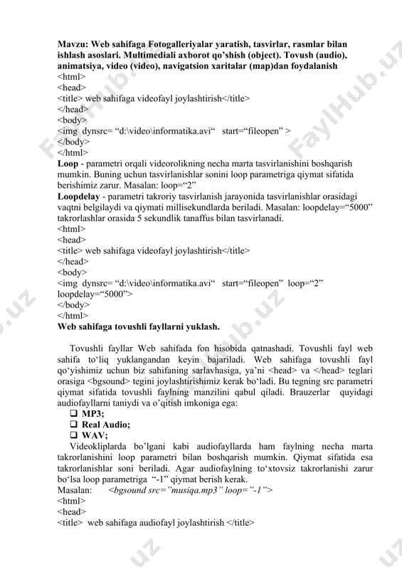 web-sahifaga grafikli avdio vido malumotlarni joylash - Page 4