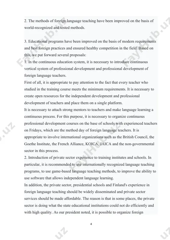 years, practical work on the organization of all stages of the education system based on modern requirements has entered a decisive stage in our country. the aim of the course paper: to study the application of methods and modern technologies to the educational process aimed at improving students' knowledge of the english language. the object of the course paper: educational methods include various methods and forms of work used in the implementation of tasks that must be performed in order to achieve the goals envisaged by a specific pedagogical process. the subject of the course work. in order to learn each new thing, it is necessary to pay special attention to its peculiarities, properties, and other aspects. in this respect, it is not without benefit to pay attention to its vocabulary, grammatical features and other aspects when learning foreign languages. the structure of study: consist of introduction, chapter. i and …