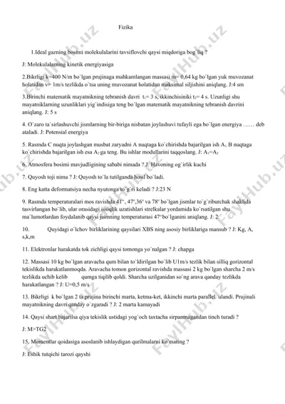 fizika attestatsiya savollari yangi — DOCX