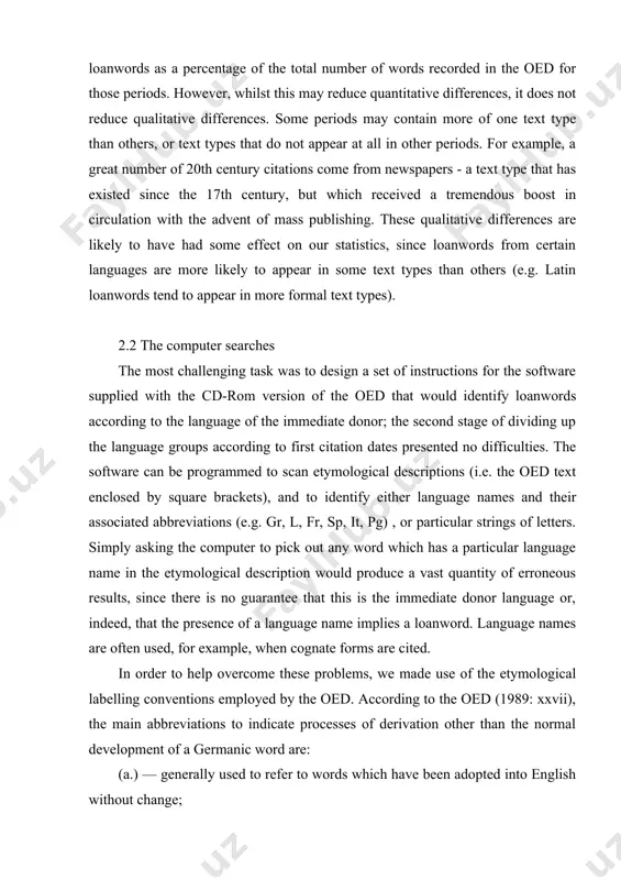 : 53) also notes this as a possible reason for the drop in the 18th century. however, this is probably only a partial explanation, since it is noted in the ‘historical introduction’ to the oed (1989: ix) that the early scheme of asking american readers to cover the 18th ‘was not a fortunate one, and was never seriously taken up’. the predominance of vocabulary recorded in the 19th century is not surprising given that the oed compilers were working within this century. the decrease in vocabulary recorded for the 20th century can be explained by the fact that much of the second edition of the oed was completed in the early part of the century. the first edition of the oed was completed in 1933 and constitutes the core of the second edition. the key development in creating the second edition was to integrate the new supplement, published in four …