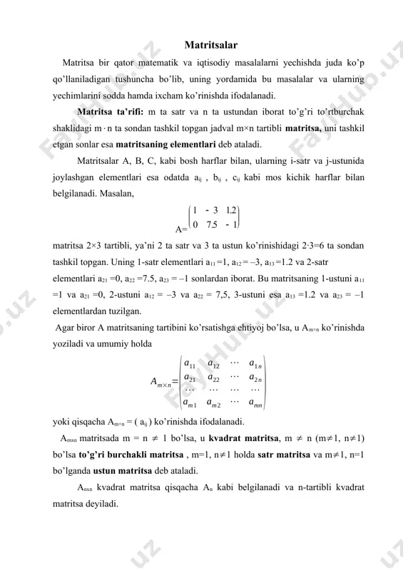 ç ç ç ç è æ = ´ 12 48 40 41 21 38 20 27 53 25 30 45 3 4 а ÷ ÷ ÷ ÷ ÷ ø ö ç ç ç ç ç è æ = 1 3 5 4 2 3 5 0 1 2 3 4 а ( ) ÷ ÷ ÷ ø ö ç ç ç è æ = = 5 4 7 , 100 80 110 90 в c ÷ ÷ ÷ ÷ ÷ ø ö ç ç ç ç ç è æ = ´ mn m m n n n m a a a a a a a a a a l l l l l l l 2 1 2 22 21 1 12 11 ( ) ( ) . 1150 730 1210 1 3 5 4 2 3 5 0 1 2 3 4 100 80 110 90 = ÷ ÷ …