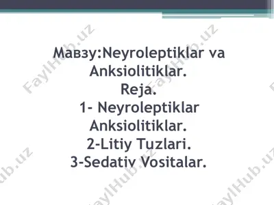 neyroleptiklar va anksiolitiklar — PPT