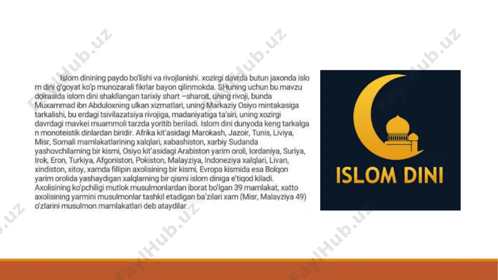 lgan. bulardan bittasi o'zbekiston musulmonlari idorasi kutubxonasida saqlanmoqda. qur'oni karim suralarining to'planishi va mushaf qilinishi. qur'on islomning muqaddas kitobi sifatida «allohning mo'jizali kalomi bo'lib, muhammadga vahiy orqali tushgan, tilovoti ibodat hisoblanuvchi kitob» deb tavsiflanadi. rivoyatlarga ko'ra, qur'on sura va oyatlari muhammadga parcha-parcha tarzida vahiy qilib borilgan; bu vahiyning birinchi bayoni «laylatul qadr» kechasi boshlanib, uning vafotigacha, ya'ni 23 yil davom etgan deb hisoblanadi. keyinchalik islomda diniy an'ana buyicha hijradan 12 yil oldin ramazon oyining 27-kuniga o'tar kechasi melodiy hisob bilan 610 yilning 31 iyulidan 1 avgustiga o'tar kechasi deb hisoblanadi. qur'onni vahiy qilishning boshlanishi to'g'risidagi tasavvur uning 97- «al-qadr» surasida ifodalangan. qur'onda 114 ta sura, 6226 ta oyat borligi ma'lum. arabcha «sura» atamasining qur'on vujulga kelgan davrdagi lug'aviy ma'nosi devor tiklashda teriladigan g'isht yoki toshning har bir qatorini anglatgan. binobarin, uni «tizma» ma'nosida tushunish mumkin. qur'on matnlarida esa «sura» so'zi muayyan ravishda «oyatlar to'plami» (oyatlar tizmasi) ma'nosini beradigan joylar ko'p …