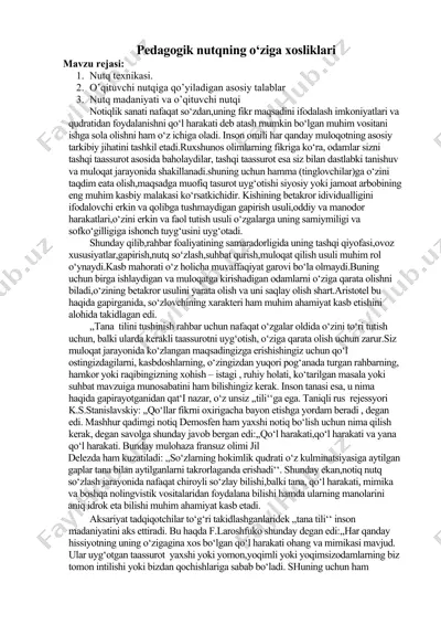 pedagogik nutqning o‘ziga xosliklari — DOCX