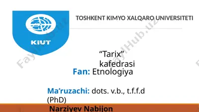 old (g‘arbiy) osiyo xalqlari etnologiyasi — PPTX