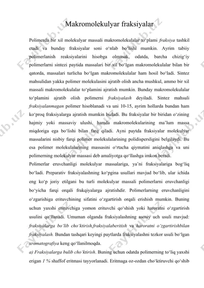 makromolekulyar fraksiyalar — DOC