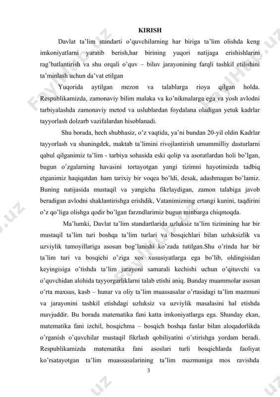 irish va integralni o’zgartirish usullarini o’rganishi va misollarda qo’llayishi. 1- §.ikki karrali integral va uni hisoblash. f  x, y  funksiya d   x, y r2 : a  x  b,c  y  d sohada berilgan va integrallanuvchi bo‘lsin. 1- teorema. agar x(x a,b) o‘zgaruvchining har bir tayin qiymatida d i  x   f  x, y dy c integral mavjud va chekli bo‘lsa, u holda b  d    f  x, y dydx a  c  integral ham mavjud bo‘ladi va b d   f  x, ydd    f  x, ydydx bo‘ladi. isbot.  d  sohani d a  c  d    x, y r2 : x  x  x , y  y  y i  0,1,...,n 1,k  0,1,...,m 1ik i i1 k k 1 a …