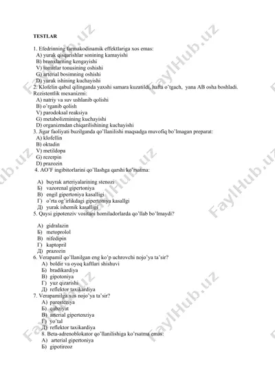 antihipertenziv doriy preparatlari — DOCX