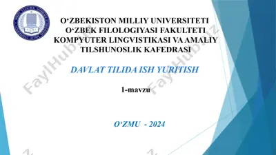 “davlat tilida ish yuritish” fanining maqsad va vazifalari — PPTX