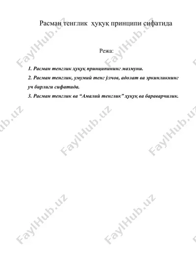расман тенглик ҳуқуқ принципи сифатида — DOC