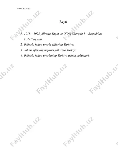 turkiya 1918-1945 yillarda — DOC