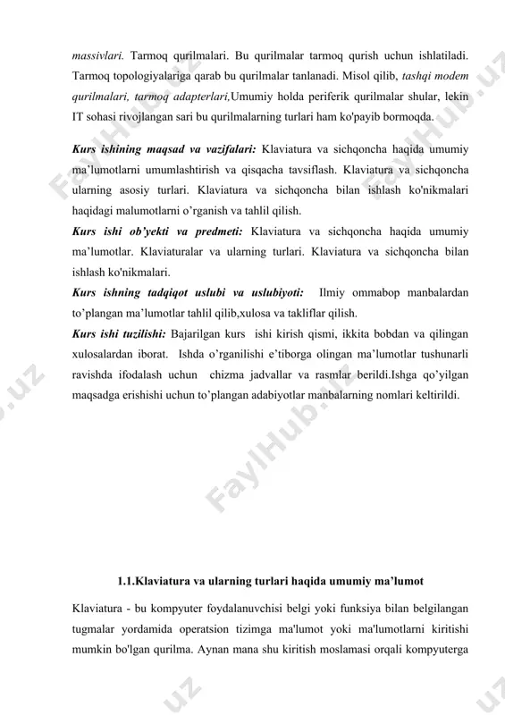 h mumkin. ushbu klaviatura musiqa va ovoz bilan ishlaydigan yoki video, musiqa, filmlarni o'ynash va tahrirlash kabi multimedia kontenti bilan ishlaydigan odamlar uchun mo'ljallangan. shunday qilib, ular sizning vaqtingizni tejashlari mumkin, ammo ulardan foydalanmaydigan boshqa foydalanuvchilar uchun bu mantiqiy bo'lmaydi. ushbu klaviaturalar foydalanuvchining xohishiga ko'ra mexanik yoki membrana klaviatura sifatida ishlab chiqariladi multimedia klaviaturalari moslashuvchan klaviaturalar ushbu klaviaturalar silikon yoki plastmassa materialdan tayyorlangan bo'lib, bu ularni odamlarga jozibador qiladi, ularni yig'ish, o'rash va hattoki buklash qulayligi bilan istalgan joyga olib ketish mumkin, chunki ular ko'p joy egallamaydi, ularning tarkibiy qismlari ishlab chiqarilgan. zarbalarga qarshilik ko'rsatish va ularni yuvish mumkin bo'lishi uchun, ular bir bo'lak bo'lgani uchun ularning kalitlarini an'anaviy klaviaturadagi kabi olib bo'lmaydi. moslashuvchan klaviaturalar ergonomik klaviaturalar ushbu klaviatura an'anaviy klaviaturalarga o'xshaydi, uning dizayni bo'yicha u turlicha bo'lib, foydalanuvchi ish paytida qulayroq va bo'shashgan holatda bo'lishi uchun optimallashtirilgan. uning dizayni kompyuter oldida uzoq vaqt ishlayotganlar uchun, uzoq vaqt davomida o'tirganda …