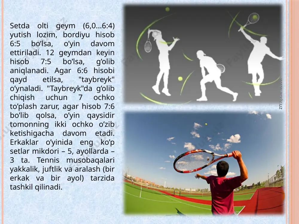 ushadigan mahoratli, mard tennischilar safi kengayib borayotir. ular o‘zbek yoshlari, jumladan, tennischilarimiz hech kimdan kam emasligini xalqaro maydonlarda namoyish etishiga shubha yo‘q. www.arxiv.uz image3.jpeg image4.jpeg image5.jpeg image6.jpeg image7.jpeg image8.jpeg image9.jpeg image10.jpeg image11.jpeg image12.jpeg image13.jpeg image14.jpeg image15.jpeg image16.jpeg image17.jpeg image18.jpeg image19.jpeg image20.jpeg image21.jpeg image22.jpeg image23.jpeg image24.jpeg image25.jpeg image26.jpeg image27.jpeg image28.jpeg image29.jpeg image30.jpeg image31.jpeg image32.jpeg image2.jpeg