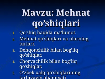 mehnat qo’shiqlari — PPT
