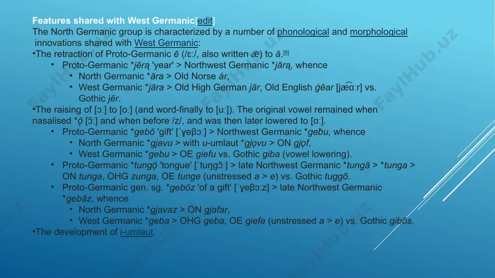 h – in great britain, ireland, the usa, canada, australia, new zealand, the south african republic and many other countries of british commonwealth; german – in germany, austria, luxemburg, liechtenstein, part of switzerland; netherlandish – in the netherlands and flanders (belgium); africaans – in the south african republic; danish – in denmark; swedish – in sweden and finland; norwegian – in norway; icelandic – in iceland; frisian – in some regions of the netherlands and the northern coasts of germany; faroese – in the faroe islands; yiddish – in different countries. afrikaans afrikaans is a contemporary west germanic language developed from seventeenth century dutch. it is one of the eleven official languages of the republic of south africa. "although afrikaans derives from dutch, it was also influenced by malay (spoken by the slaves in the 17th century) and the indigenous african languages. the first recognizable form of afrikaans was apparently …