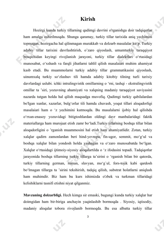 q til bor. bu tillar tarqalishi va ijtimoiy vazifalariga ko’ra ham, fonetik, leksik va grammatik xususiyatlariga ko’ra ham o’zaro farq qilishi tabiiy. jahon tillarining ko’pchiligini milliy tillar va xalq tillari tashkil qilsa, tillarning ayrimlari qabila tillari, hatto urug’ tillariga bo’linadi. milliy tillar o’zining tarqalish hududi jihatidan hamda ulardan foydalanuvchi aholining miqdori jihatdan bir xil emas: ayrim tillarda kichik xududdagi oz miqdorli aholi gaplashsa, ba’zi tillar esa juda katta xududlardagi ko’p sonli aholi orasida tarqalgan bo’ladi. bunday tillarga ingliz, fransuz, nemis, ispan, xitoy, hind, arab, rus, koreys va shu kabi tillar kiradi. yer yuzidagi tillarni o’rganish xviii asrdan boshlangan. xix asrning birinchi yarmida tillarni bir-biriga qiyoslab tekshirish keng avj oldi. natijada tillarni tekshirishda qiyosiy usul vujudga keldi; bunda tillarning fonetik, morfologik, leksik xususiyatlari bir-biriga solishtirish bilan farqlanadi. bu usul bilan tillarning faqat hozirgi holatigina emas, balki ularning tarixiy holati ham o’rganib chiqiladi. shuning uchun ham o’rganishning bu yo’li qiyosiy-tarixiy usul deb …