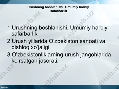 urush tarixi — PPT