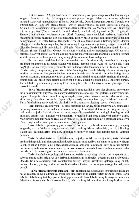 mos keladi: teologik bosqich (u qadimgi davr va ilk o‘rta asrlarni qamrab oladi va xiii asrda tugaydi), metafizik bosqich (xiv-xviii asrlar) va pozitiv bosqich (xix asrda boshlanadi). g.spenser. sotsiologiyada organik yo‘nalish asoschisi gerbert spenser (1820-1903) jamiyatga individlar birlashmasi sifatida yondashadi. uning fikricha, mazkur individlarning rivojlanishidagi farqlar jamiyat evolyusiyasining dastlabki shartlari hisoblanadi. jumladan, ibtidoiy qabilalar rivojlanishda oqsaganini spenser ularning qobiliyatlari rivojlanish darajasining pastligi bilan tushuntiradi. eng moslashuvchan jamiyatlarning yashash uchun kurashini ijtimoiy taraqqiyotning asosiy qonuni deb hisoblaydi. u iqlim, tabiiy sharoitning ijtimoiy jarayonlarga ta'sirini o‘rgangan. spenser yaratgan ta'limotni keyinchalik sotsiologiyadagi geografik oqimlarning vakillari rivojlantirgan. e.dyurkgeym. e.dyurkgeym (1858-1917), jamiyatni tushunishni qadriyatlar tizimi bilan bog‘lagan, faqat shu yo‘l bilan tarixni uning o‘ziga xos xususiyatiga muvofiq tarzda o‘rganish mumkin, deb hisoblagan. e.dyurkgeym ham qadriyatlarni jamiyat tuzilishini belgilovchi muhim omil deb bilgan. jamiyat tuzilmasini o‘rganishga nisbatan u strukturaviy funksionalizm nuqtai nazaridan yondashgan. jamiyat borliqning alohida sohasi bo‘lib, u o‘z qonunlariga muvofiq rivojlanadi. noijtimoiy xususiyatga ega …