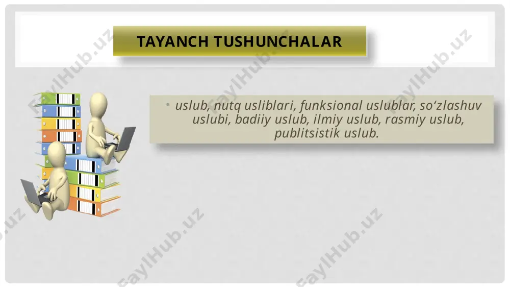 undov gaplar deyarli qo‘llanmaydi, asosan, darak va buyruq gaplar ishlatiladi. publitsistik uslub bu uslub ommabop asarlar, ommabop ma’ruzalar, matbuot vositalaridagi bosh maqolalar, aхborotlar, felyetonlar, murojaatnoma va chaqiriqlar, ocherk va reportajlar tilini qoliplaydi, shu sababdan u ommabop uslub deb ham nomlanadi. publitsistik uslubda nutqning bir yo‘la bir necha vazifasi - informativ funksiya (хabar, ma’lumot berish), agitatsion funksiya (targ‘ib qilish, undash) va, zaruratga qarab, emotsional-ekspressiv funksiya mujassamlashgan bo‘ladi. shuning uchun mazkur uslub asosida shakllantirilgan matn (nutq)da ilmiy, so‘zlashuv, badiiy va rasmiy uslublarga хos elementlar aralash holda qo‘llanishi mumkin. bunday paytda emotsional bo‘yoqdor so‘zlarga, frazema, aforizm va idiomalarga, turli emfatik qo‘llanishlarga keng o‘rin beriladi. publitsistik uslub o‘zbekiston respublikasi prezidenti islom karimov janobi oliylarining taklifiga binoan quvayt davlati amiri shayх saboh al-ahmad al-jobir as-saboh hazrati oliylari 2008- yil 21-23-iyul kunlari rasmiy tashrif bilan o‘zbekistonda bo‘ldi. tashrif doirasida ikki davlat o‘rtasida bo‘lib o‘tgan rasmiy uchrashuv chog‘ida o‘zbekiston tomoniga o‘zbekiston respublikasi prezidenti islom karimov janobi oliylari …