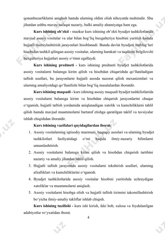 mohiyati va ularni hisobga olishning huquqiy asoslari asosiy vositalarning iqtisodiy mohiyati va ularning xo‘jalik yurituvchi subyektlar faoliyatidagi roli iqtisodiyotning barcha tarmoqlarida muhim ahamiyat kasb etadi. asosiy vositalar deb ishlab chiqarish jarayonida ko‘p marotaba qatnashadigan, o‘zining tabiiy shaklini uzoq muddat saqlab qoladigan, lekin qiymatini asta-sekin ishlab chiqarilayotgan mahsulot yoki xizmatlarga o‘tkazib boradigan moddiy boyliklar tushuniladi. boshqacha qilib aytganda, asosiy vositalar ishlab chiqarishning moddiy-texnik bazasini tashkil etuvchi vositalar bo‘lib, ular mehnat jarayonini amalga oshirishga xizmat qiladi. masalan, zavoddagi stanoklar, mashinalar, ishlab chiqarish binolari, transport vositalari asosiy vositalar jumlasiga kiradi[footnoteref:1]. [1: abdurakhmanov a. kassa operatsiyalari hisobining nazariy asoslari. – tashkent : finance press, 2018. – 128 p.] asosiy vositalarning iqtisodiy mohiyatini aniqlashda bir necha asosiy jihatlarni ko‘rsatish mumkin. birinchidan, ular ishlab chiqarish jarayonida bevosita ishtirok etib, mahsulot ishlab chiqarish samaradorligini oshiradi. ikkinchidan, asosiy vositalar qiymati amortizatsiya orqali asta-sekin mahsulot tannarxiga o‘tkaziladi va natijada korxona o‘z xarajatlarini qoplash imkoniyatiga ega bo‘ladi. uchinchidan, asosiy vositalar …