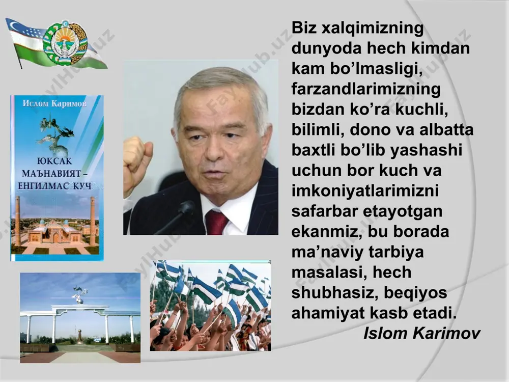 ra ko`zga tashlanmaydigan, ma’naviy hayotimizni izdan chiqarishga qaratilgan jiddiy xatarlar ham borki, ular insonni o`zligidan ayirishga, ma’naviy dunyosini tubanlik, jaholat illatlari bilan to`ldirishga, hatto inson hayotini izdan chiqarib yuborishi bilan xavflidir. inson ma’naviyatini o`z izmiga solishga qaratilgan turli tahdid, xavf – xatarlar yalpi globallashuv jarayonlari ta’sirida, axborot olamidagi yangiliklar bilan niqoblangan holda jamiyat hayotiga shu qadar shiddat va katta kuch bilan kirib kelmoqdaki, ularning tuzatib bo`lmaydigan zararini hamma ham anglayolmaydi, buni faqat keng fikrlaydigan, bu buzg`unchi, xavfli ofatning mohiyatini anglayoladigan odamlargina tushunib etadilar. bugun insoniyatga bo`layotgan tahdidlarning eng xatarlisi harbiy yoki iqtisodiy tahdidlar emas, balki ma’naviy – mafkuraviy tahdidlardir. zero, inson ma’naviyatini egallashga qaratilgan har qanday mafkura insonni bemalol o`z ta’siriga bo`ysundiraoladi. buni biz uzoqdan emas, yaqin kunlarda mamlakatimiz xavfsizligi va barqarorligiga qilingan turli tahdidlar misolida ham ko`rishimiz mumkin. eng so`nggi tahdid sifatida andijon voqialarini oladigan bo`lsak, buzg`unchi kuchlar turli tuhmat, bo`hton va uydirmalar orqali xalqning fikrini chalg`itishga, ayrim odamlar …