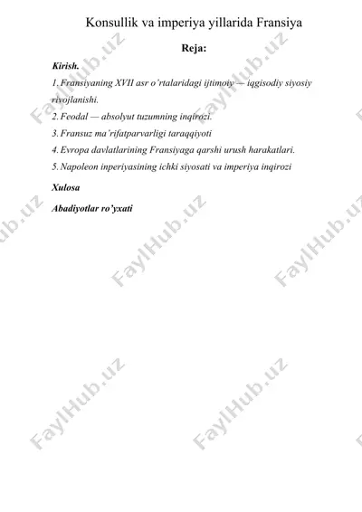 konsullik va imperiya yillarida fransiya — DOCX