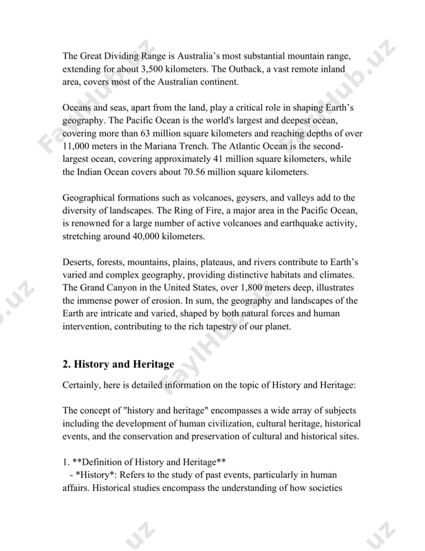 butes to global economies. annually, millions of visitors generate substantial income, with landmarks in europe and asia seeing thousands of tourists every day. - the tourism sector tied to heritage sites constitutes a significant portion of many countries’ gdp. 7. **challenges in preservation:** - conflicts, pollution, and natural decay pose significant challenges to the preservation of cultural heritage. - climate change increasingly threatens sites like venice and galapagos islands. by understanding and appreciating history and heritage, societies can preserve their past while educating current and future generations about their cultural legacies. this ongoing dialogue between past and present facilitates a global cultural exchange and identity reinforcement. 3. cultural traditions certainly, here is an informative overview focusing strictly on cultural traditions from various regions around the world, presented with facts and statistics: 1. **diwali (india):** diwali, also known as deepavali, is one of the most significant festivals in india, celebrated by …