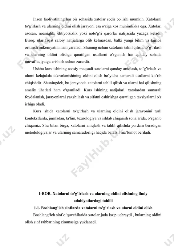 oshlardan foydalana olmaydi. agar o’qituvchi bir so’zni qayta-qayta ishlatmaslik uchun uning ma’nodoshlaridan yoki shu so’z o’rniga olmoshlardan foydalanish kerakligini yaxshi tushuntirsa, kichik yoshdagi o’quvchi matnni e’tibor bilan o’qib, takrorlarini nisbatan tez tuzata oladi.- so’zning ma’nosini yoki ma’no qirrasini tushunmaslik natijasida uni aniq ma’nosida ishlata olmaslik. bunday xato bolaning nutqi yaxshi rivojlanmaganligi, so’z boyligining kamligi sababli yuzaga keladi. leksik xatolar xilma-xil bo’lgani uchun uni to’g’rilash va tushuntirish usullari ham turlicha, ammo bunday xatolarning oldini olishning umumiy yo’li bor: bu yaxshi nutqiy sharoit yaratish, o’qilgan va qayta hikoya qilingan matnni til tomondan tahlil qilish, matndagi so’zlarning ma’no qirrasini tushuntirishdir. morfologik-uslubiy xatolarga so’z shaklini, so’z o’zgartuvchi va so’z yasovchi qo’shimchalarni noto’g’ri qo’llashdan kelib chiqadigan xatolar kiradi.mantiqiy xatolar: 1.tasvirlanayotgan voqea-hodisa uchun zarur bo’lgan so’z, ba’zan zarur lavha, dalil tushirib qoldiriladi. bunday xatoning sababini tushunish uchun o’quvchining insho yozish vaqtidagi ruhiy holatini kuzatish talab etiladi. u sekin yozadi, ammo ishga berilib ketib, tez fikrlaydi, ya’ni …