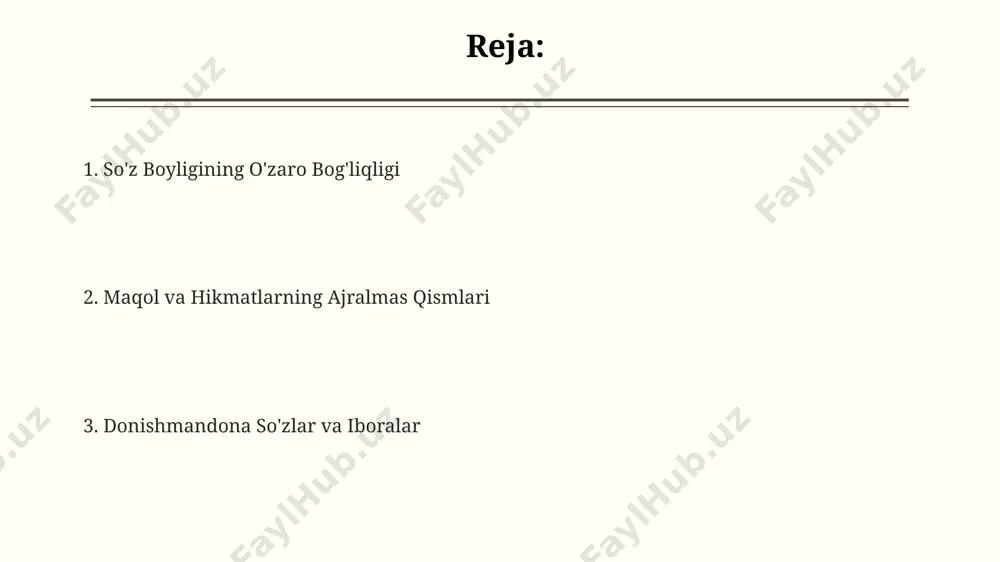 oʻlyozmalarda uchraydi. oʻzbek maqollarining geografik tarqalishi juda keng boʻlib, ularning 3000 dan ortiq turi mavjud, va ular turli hududlarda, masalan, fargʻona vodiysida, oʻziga xos xususiyatlarga ega. maqollar tarkibida ishlatiladigan badiiy vositalar o'zbek maqollarida, ayniqsa, xorazm, buxoro singari viloyatlarning og'zaki ijodida, metafora va allegoriya kabi 4-5 xil badiiy usullar birgalikda qo'llanib, chuqur ma'no ifodalaydi. maqollar tarkibida qarama-qarshi tushunchalarni (antiteza) birlashtirish orqali 2 ta qarama-qarshilikni birlashtirib, fikrning aniqligi va aforistikligi ta'minlanadi, misol uchun “yomonni yomon deb ayt, yaxshini yaxshi deb ayt”. maqollar tarkibida 2-3 ta so'zning takrorlanishi orqali takrorlash (epifora yoki anafora) kabi badiiy vositalar orqali ta'sirchanlik va yodda qolishni ta'minlaydi, masalan, “yaxshi so'z – yarim mol”, “suv – hayot manbai”. maqollarni o'rganishning ahamiyati maqollar, 5000 dan ortiq yil tarixga ega bo'lgan turli xalqlar, jumladan, o'zbek xalqi madaniyatining muhim qismini tashkil etadi va ularning o'rganilishi milliy ongning shakllanishiga sezilarli ta'sir ko'rsatadi. maqollarni o'rganish, fikrlash qobiliyatini rivojlantirish bilan birga, 10 dan ortiq yangi …