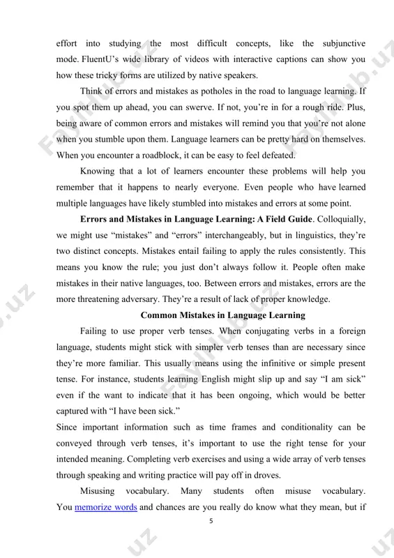 to lack of practice. the more writing and speaking practice you have, the less likely you’ll struggle with subject/verb agreement. gender agreement. many languages have gendered nouns and adjectives. since this is something that english lacks, students may find it a little tricky. to avoid mistakes with gender agreement, it’s important to make gender an important part of your word study. another valuable trick is to pay attention to gender patterns. often times, words of a particular gender will share a similar ending. for instance, someone studying russian might not remember if метель is masculine or feminine. however, if they’ve studied that the -тель ending is masculine, they’re less likely to slip up. over time, studying endings will make it easy to identify the gender of a word without having to consciously think about it. common errors in language learning “second language learning errors their types, causes, and treatment” by …