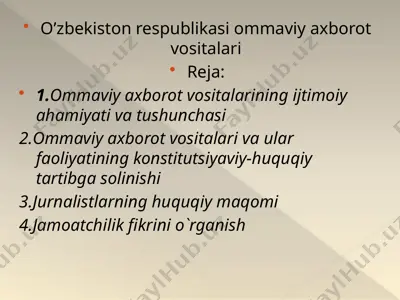 o’zbekiston respublikasi ommaviy axborot vositalari — PPTX